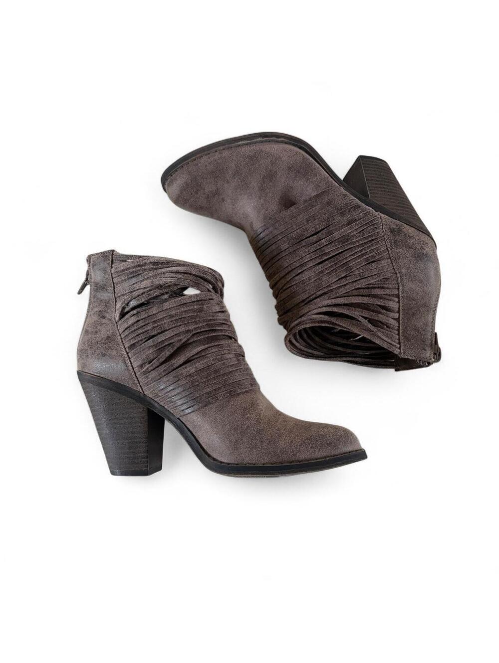 Fergalicious Y2K Brown Fringe Ankle Boots 🤎✨